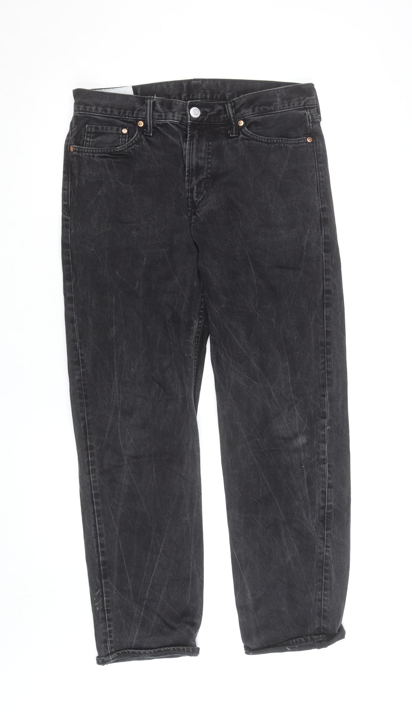 H&M Women’s Black Relaxed Fit Straight High Rise Jeans Size 12