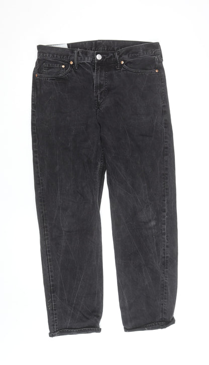 H&M Women’s Black Relaxed Fit Straight High Rise Jeans Size 12