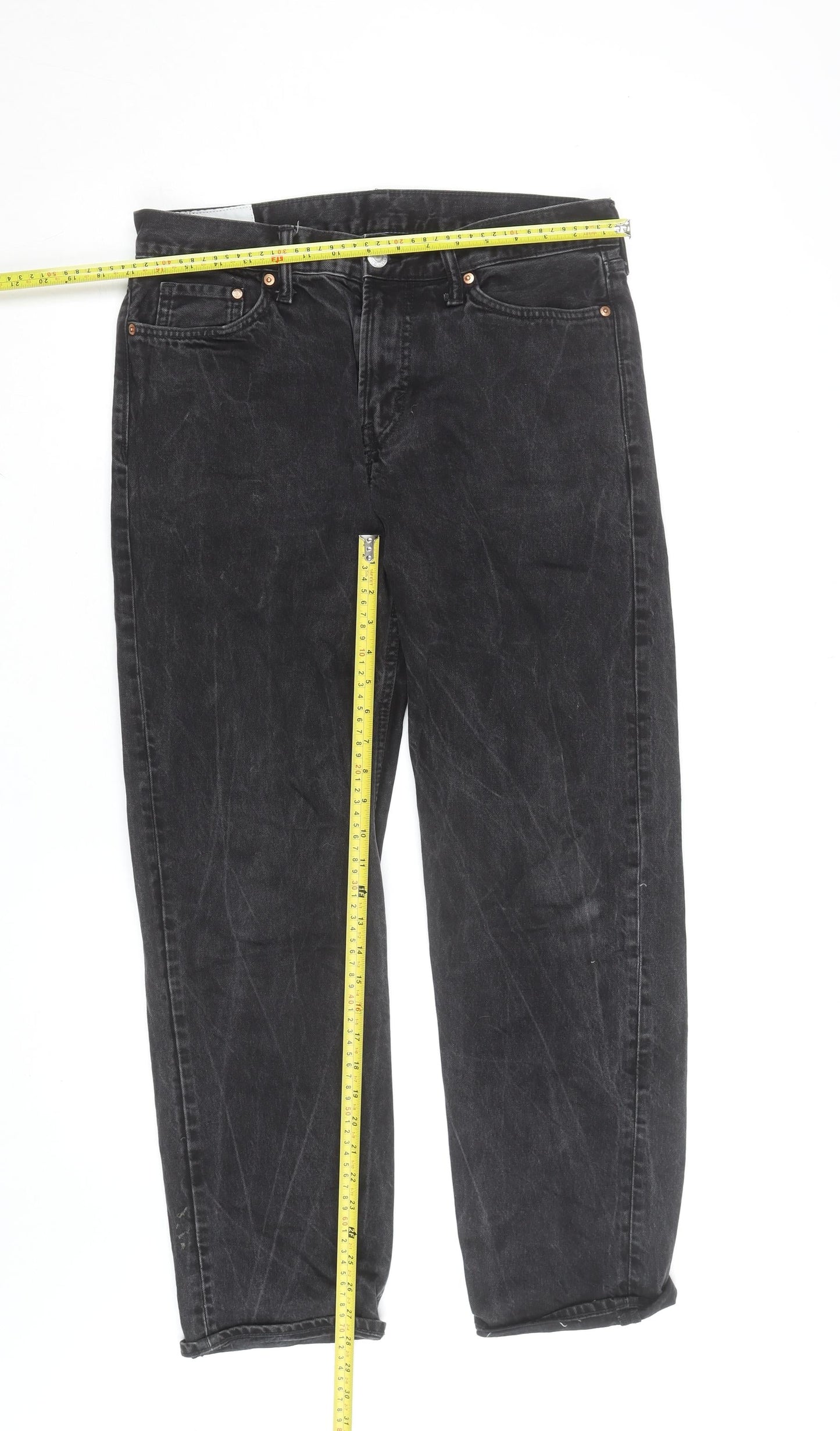 H&M Women’s Black Relaxed Fit Straight High Rise Jeans Size 12