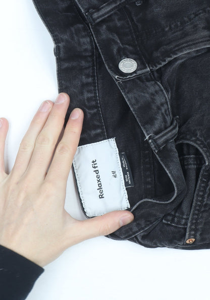 H&M Women’s Black Relaxed Fit Straight High Rise Jeans Size 12