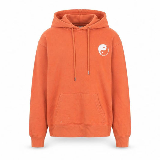 Front view of Primark unisex orange yin yang pullover hoodie xs regular fit