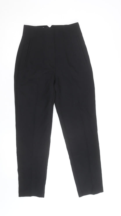 Zara Women Black High Rise Tapered Trousers XS