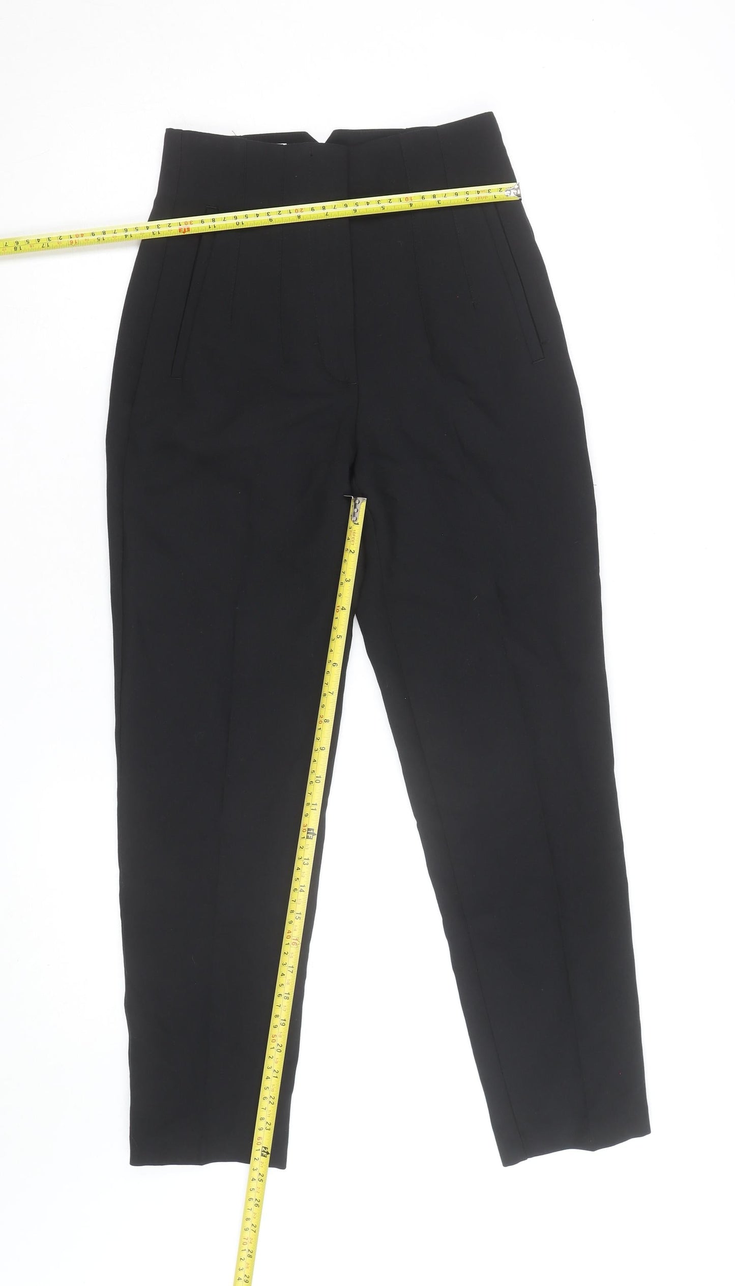 Zara Women Black High Rise Tapered Trousers XS