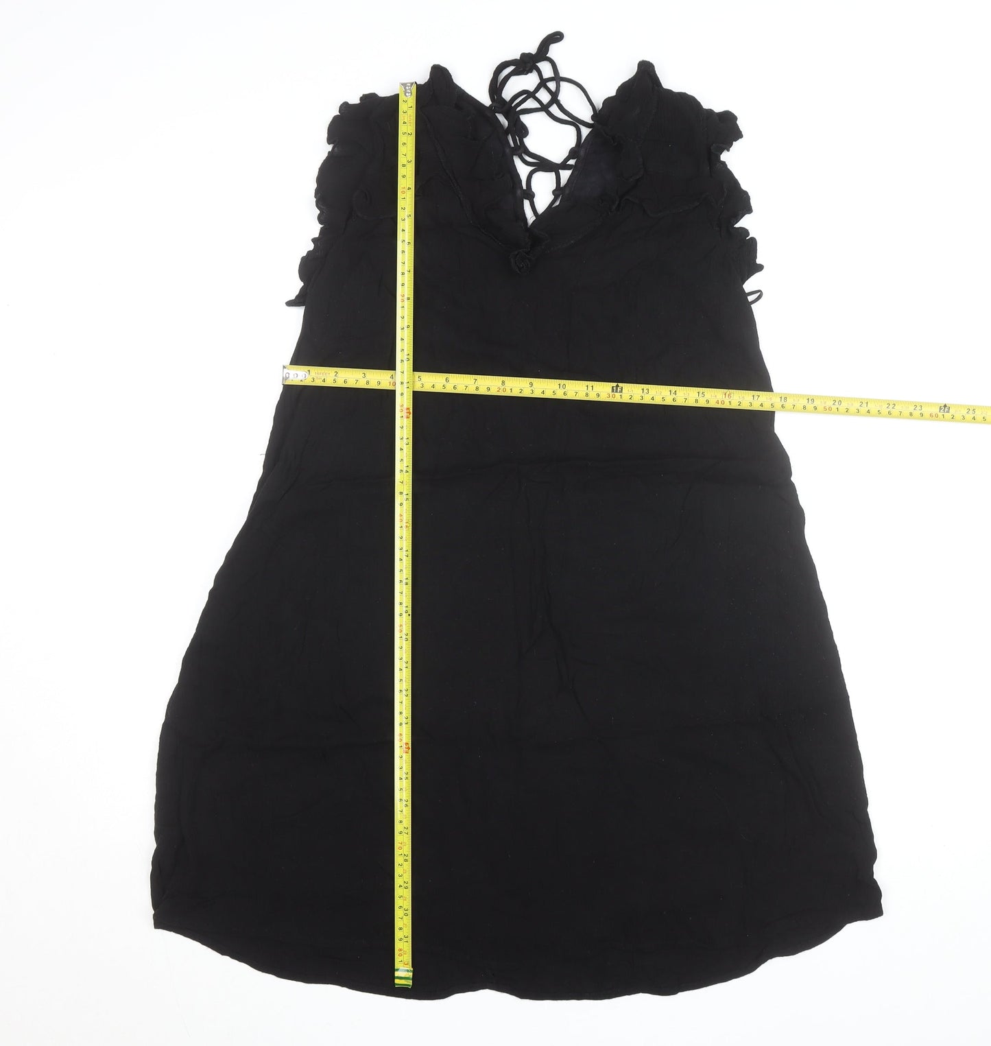 River Island Women's Black Size 10 Sleeveless Ruffle Slip Dress