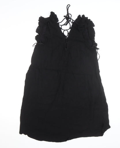 River Island Women's Black Size 10 Sleeveless Ruffle Slip Dress