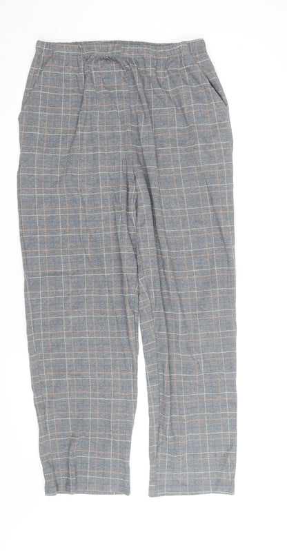 Women's Grey Checked Cotton Flannel Pyjama Pants Size L