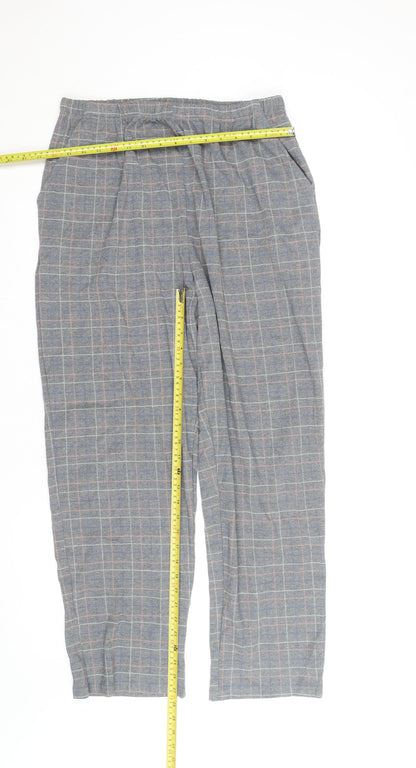 Women's Grey Checked Cotton Flannel Pyjama Pants Size L