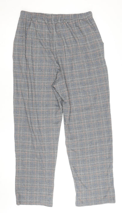 Women's Grey Checked Cotton Flannel Pyjama Pants Size L