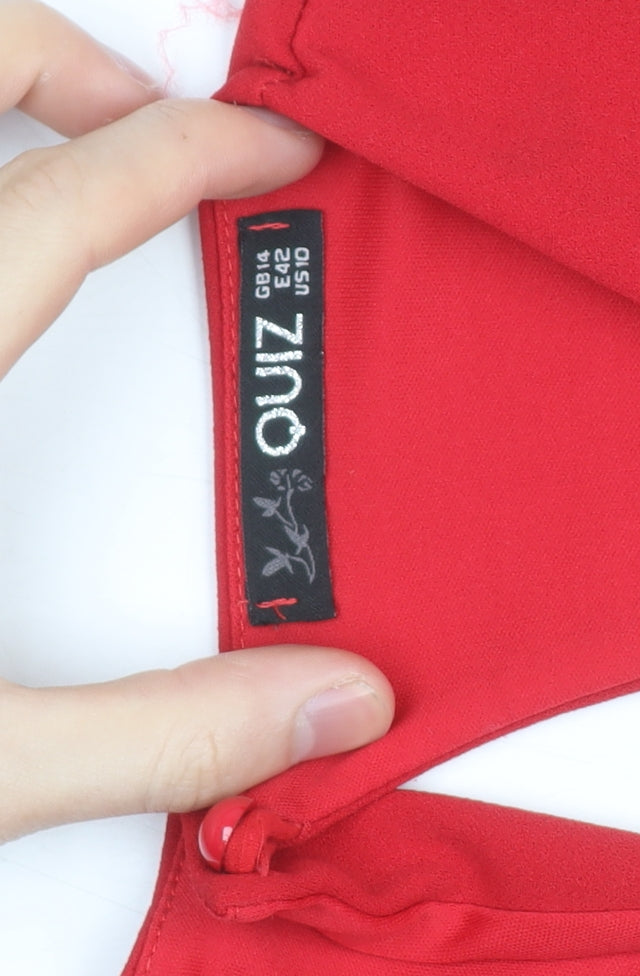 Quiz Women Red Wide-Leg Long Sleeve Jumpsuit Size 14
