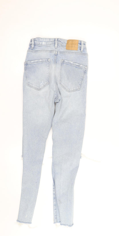 Stradivarius Women’s Blue High Rise Mom Slim Distressed Jeans Size 6