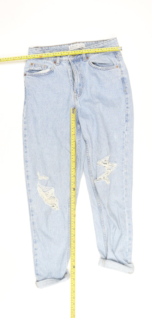 Primark Denim Co Women Light Blue Distressed Mom Jeans Size 8
