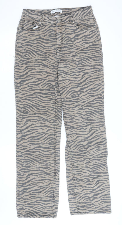 Denim Co. Women’s Beige Animal Print Straight Jeans Size 16