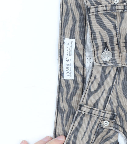 Denim Co. Women’s Beige Animal Print Straight Jeans Size 16