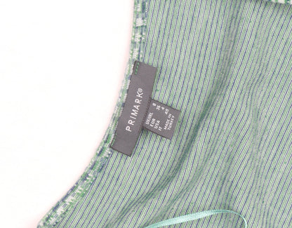 Primark Women’s Green Bodycon Knit Dress Size 8 Long Sleeve Square Neck