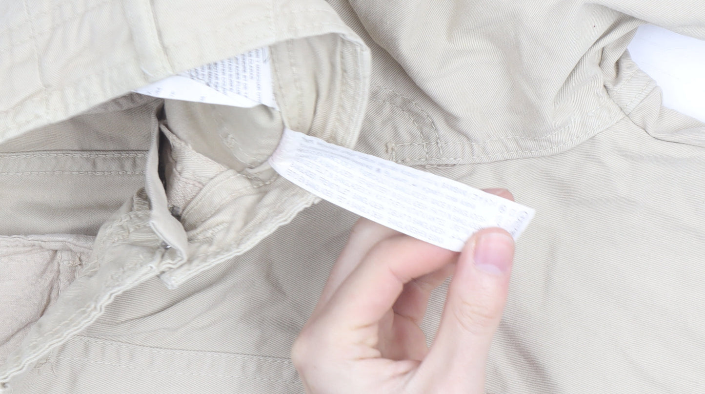 Zara Women Beige Cargo Trousers Size 12 Cotton Casual Pockets