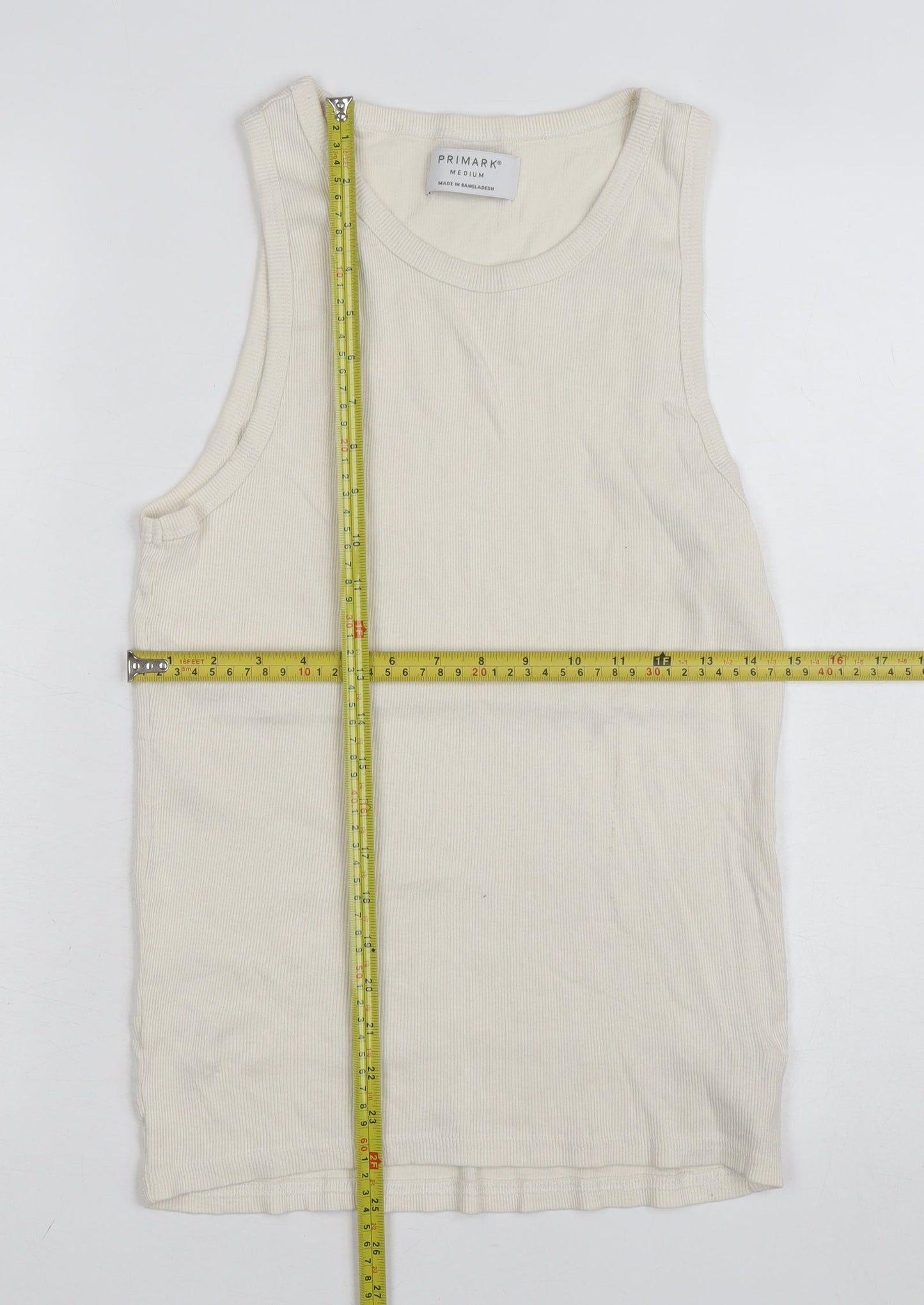 Primark Men's Ivory Sleeveless Cotton Vest Top Size M