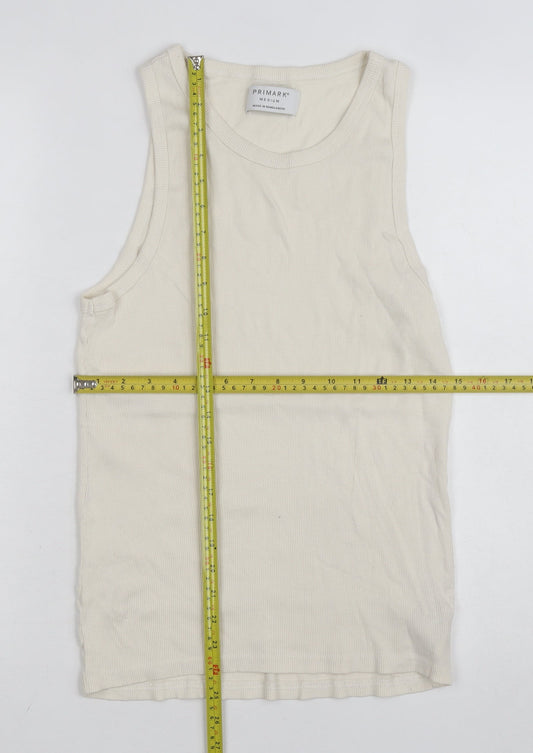 Primark Men's Ivory Sleeveless Cotton Vest Top Size M