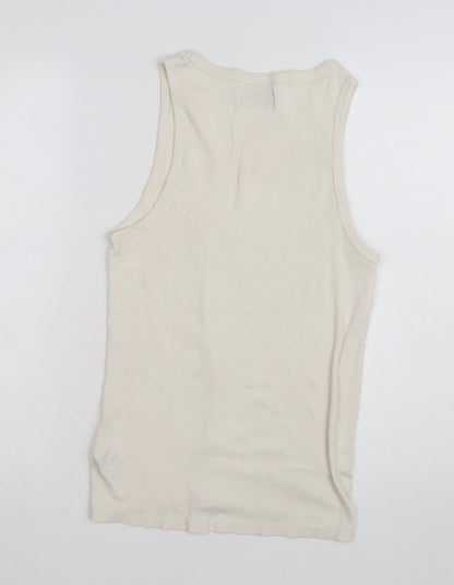 Primark Men's Ivory Sleeveless Cotton Vest Top Size M