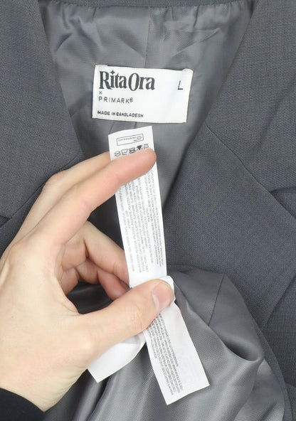 Rita Ora x Primark Women's Grey Blazer L Classic Lined Workwear Jacket