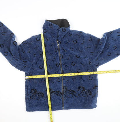 Tsunami Women's Blue Fleece Equestrian Pattern Zip Jacket M
