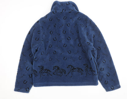 Tsunami Women's Blue Fleece Equestrian Pattern Zip Jacket M