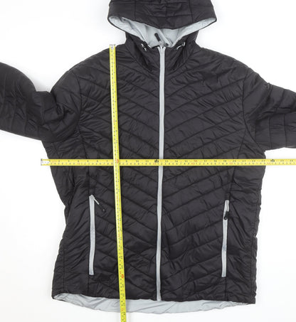 James & Nicholson Men's Black XL Puffer Jacket Hooded Lightweight