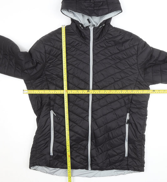 James & Nicholson Men's Black XL Puffer Jacket Hooded Lightweight