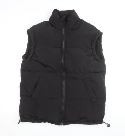 H&M Divided Mens Black Puffer Waistcoat Size S Regular Fit