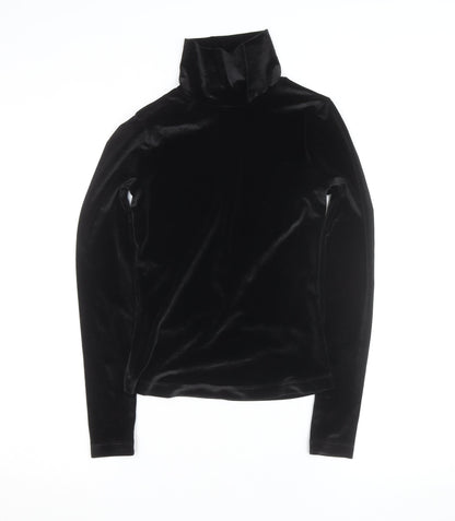 Rouje Women’s Black Velvet Roll Neck Long Sleeve Top Size S