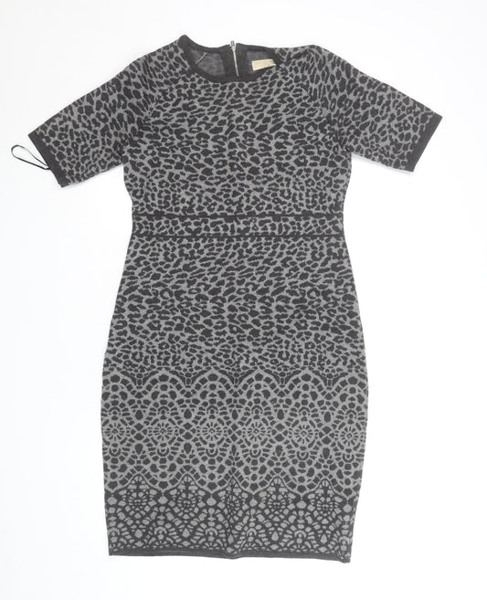 Fenn Wright Manson Women’s Grey Animal Print Sheath Dress Size M