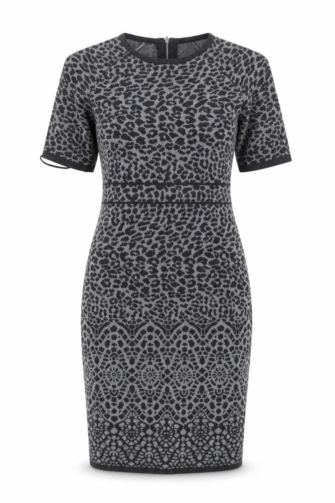 Fenn Wright Manson Women’s Grey Animal Print Sheath Dress Size M