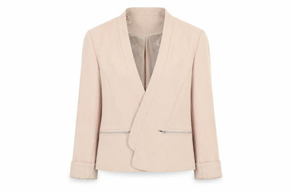 Atmosphere Women Beige Size 10 Blazer Jacket with Zip Pockets