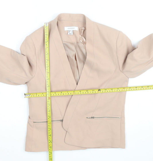 Atmosphere Women Beige Size 10 Blazer Jacket with Zip Pockets