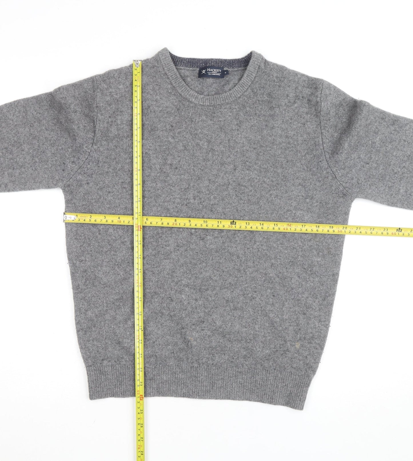 Hackett London Women Grey Lambswool Crew Neck Pullover M