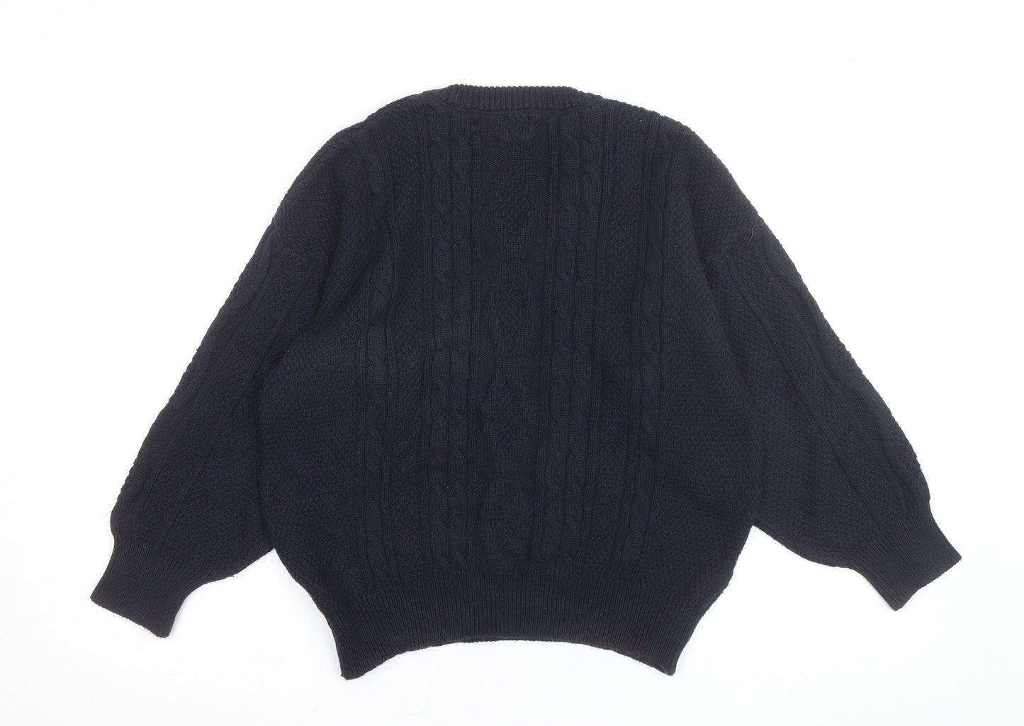 Sailwear Men's Blue Cable-Knit V-Neck Cotton Jumper S