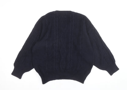 Sailwear Men's Blue Cable-Knit V-Neck Cotton Jumper S