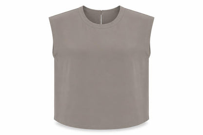 Gallery Women's Beige Sleeveless Crew Neck Blouse Size 12