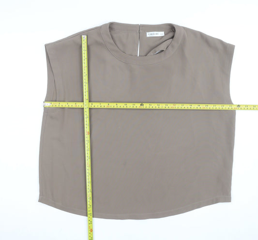 Gallery Women's Beige Sleeveless Crew Neck Blouse Size 12