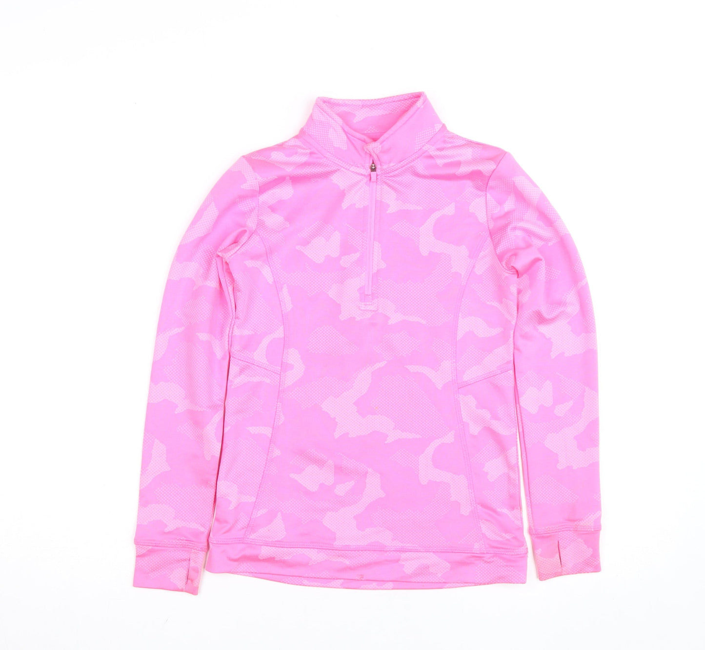 Dunnes Stores Girls Pink Camouflage 1/4 Zip Activewear Track Jacket 9-10 Years