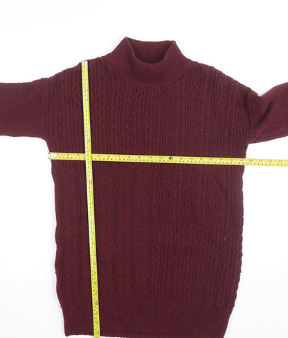 Dunnes Stores Women's Red Cable-Knit Roll Neck Jumper XS