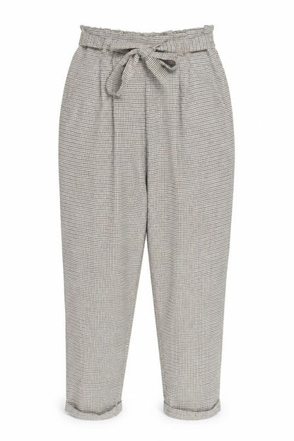 Primark Women’s Brown Check Paperbag Trousers Size 16
