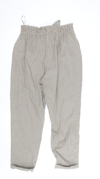 Primark Women’s Brown Check Paperbag Trousers Size 16