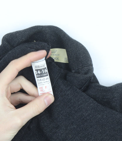 St. Bernard Women’s Grey Roll Neck Lambswool Jumper Size 14-16