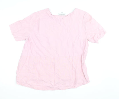 Carolyn Donnelly Pink Linen V-Neck Women’s Short Sleeve Blouse L