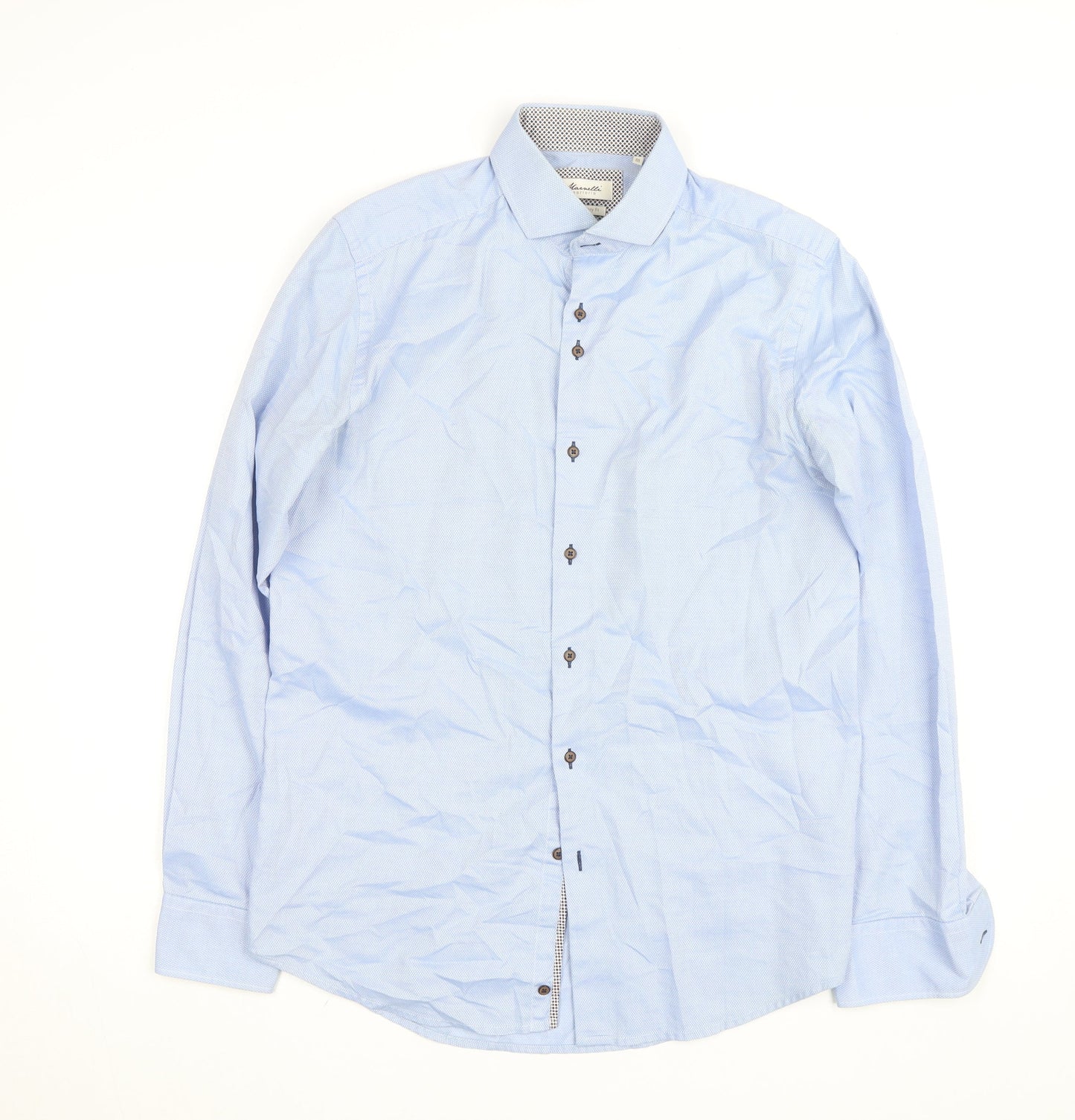 Marnelli Sartoria Men's Blue Regular Fit Long Sleeve Cotton Shirt M