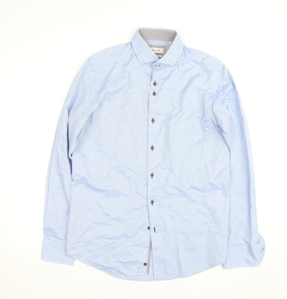 Marnelli Sartoria Men's Blue Regular Fit Long Sleeve Cotton Shirt M