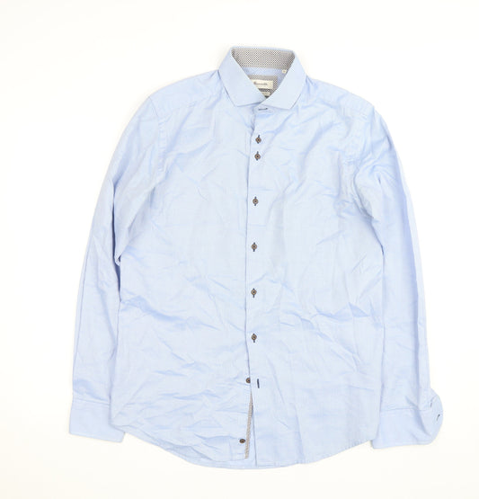 Marnelli Sartoria Men's Blue Regular Fit Long Sleeve Cotton Shirt M