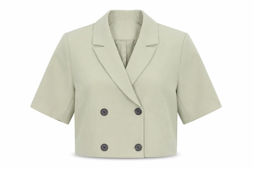 PrettyLittleThing Women's Beige Cropped Blazer Size 8