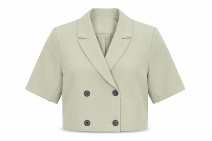 PrettyLittleThing Women's Beige Cropped Blazer Size 8
