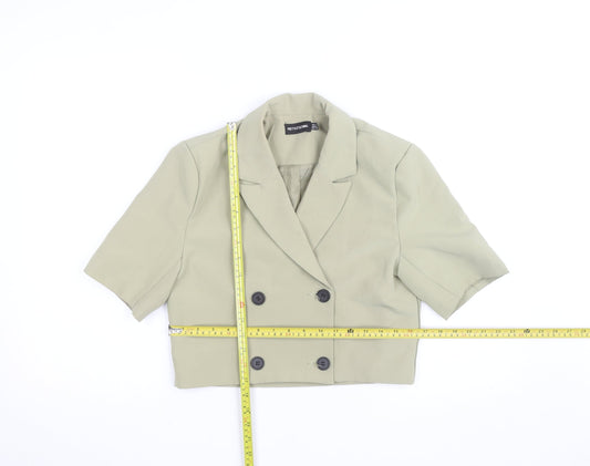 PrettyLittleThing Women's Beige Cropped Blazer Size 8